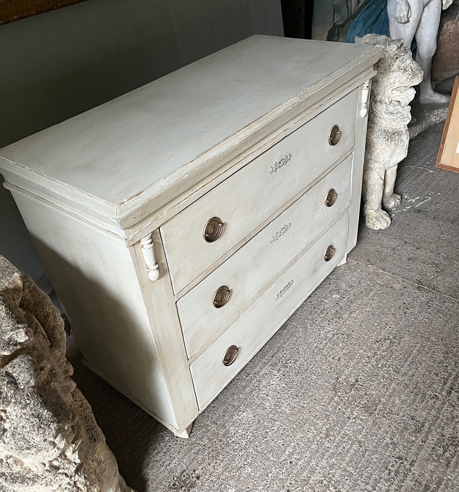 Antique Pine Chest of Drawers in Swedish White