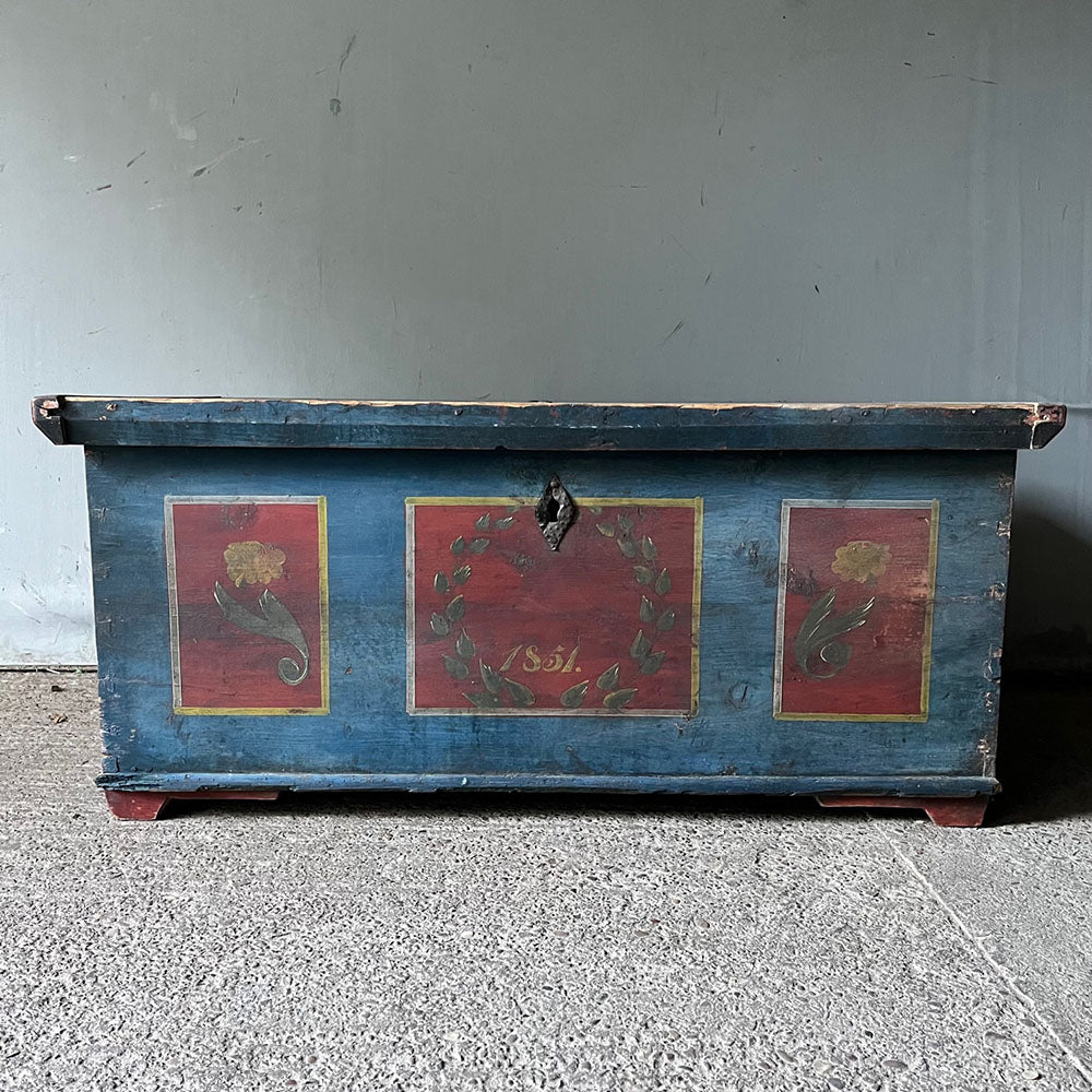 Antique Pine Sideboard Or Cupboard In Folk Art Style