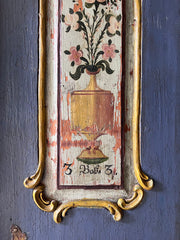 Antique Pine Marriage Cupboard with Neoclassical Motifs on Blue | John Cornall