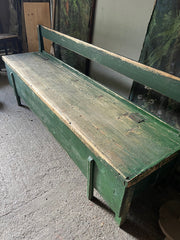Antique Rustic Box/Bed Bench in Original Green Paint