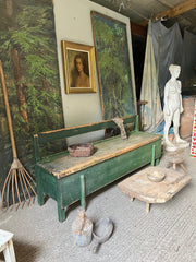 Antique Rustic Box/Bed Bench in Original Green Paint