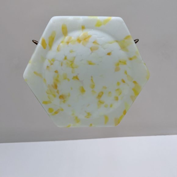 Art Deco Matte Yellow Marbled Glass Pendant