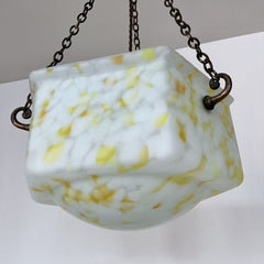 Art Deco Matte Yellow Marbled Glass Pendant