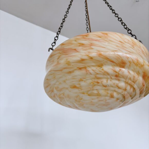 Art Deco Mottled Orange Glass Pendant