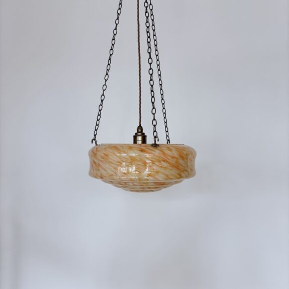 Art Deco Mottled Orange Glass Pendant