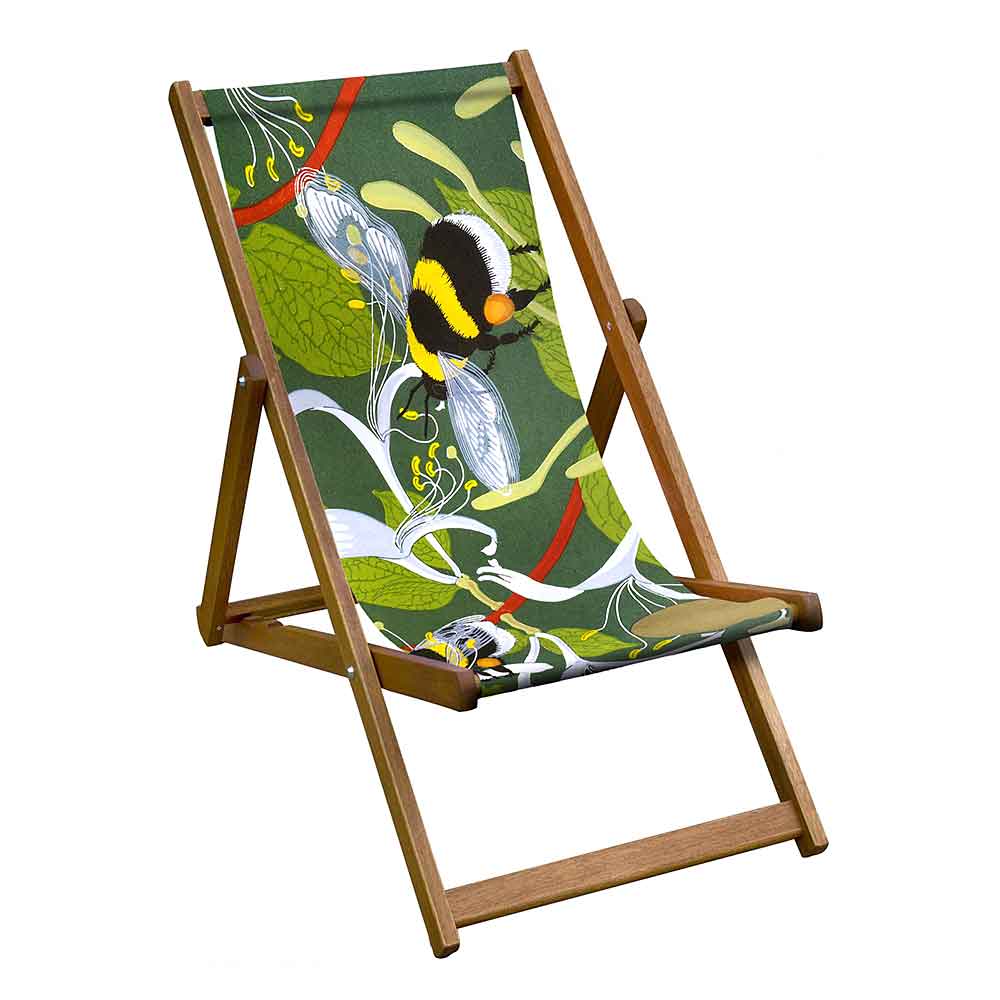 Vintage Style Deckchair with Bumble Bee Design Sling