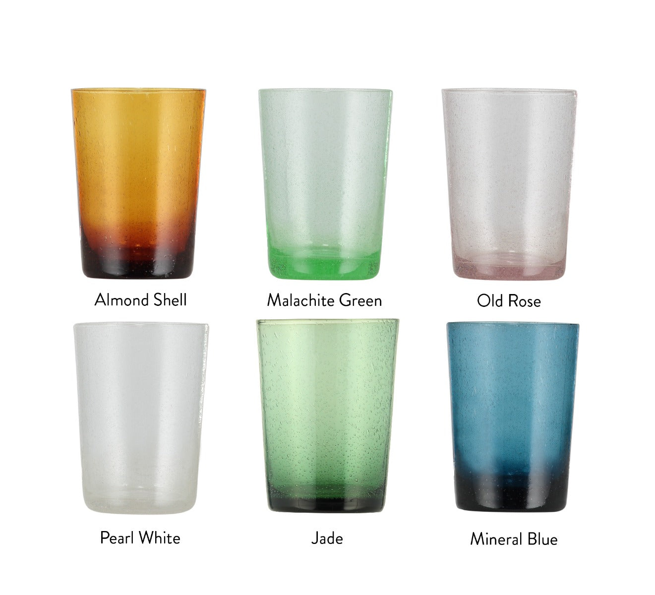 Set of 6 Handblown Glass Tumblers in Malachite Green