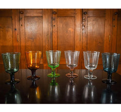 Set of 4 Handmade Mineral Blue Wine Glasses