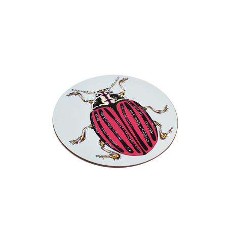 Ophelia' Grey & Red Beetle Coaster