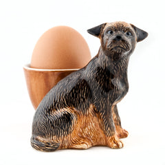 Border Terrier with Egg Cup Quail Ceramics