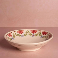 Set of 4 Hand-painted Pink & Blue Floral Pasta Bowls | Casa by JJ