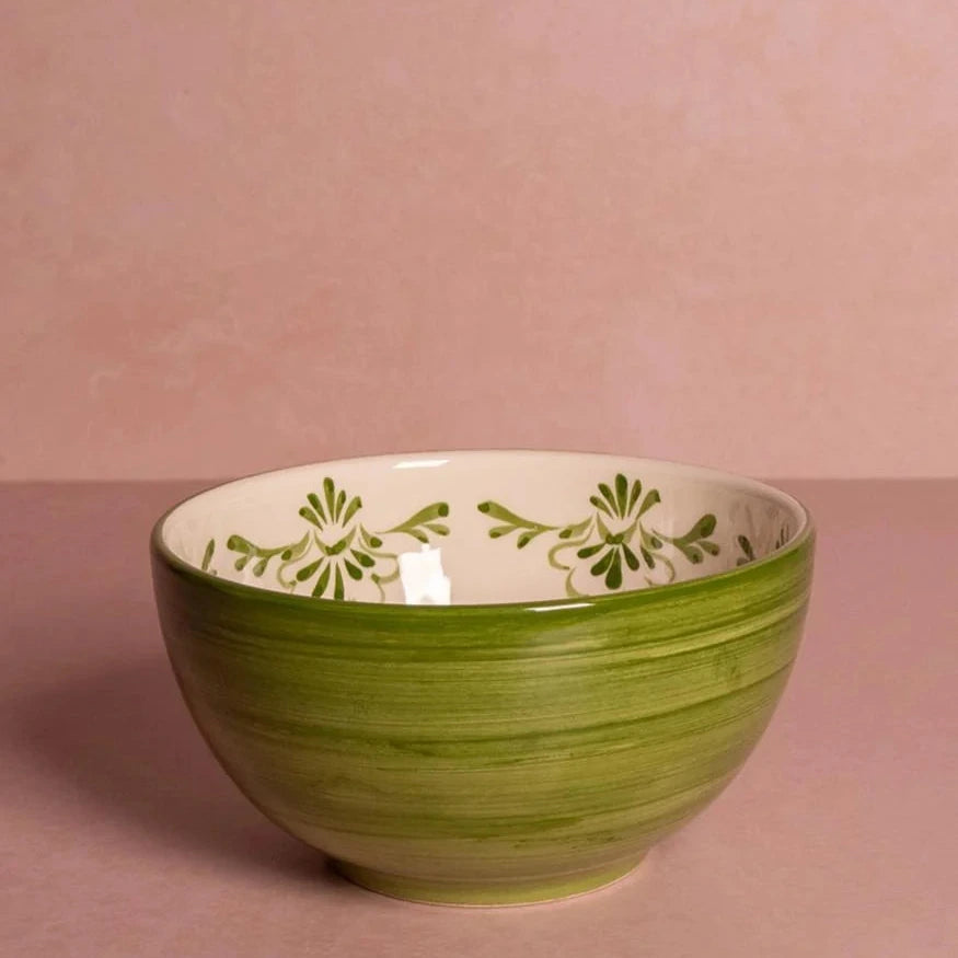 Set of 4 Hand-painted Green Shell Cereal Bowls | Casa by JJ