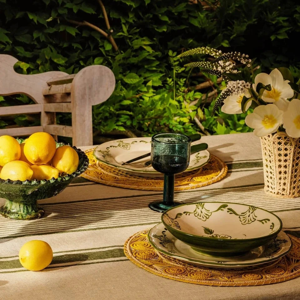 Set of 4 Hand-painted Green Shell Pasta Bowls | Casa by JJ