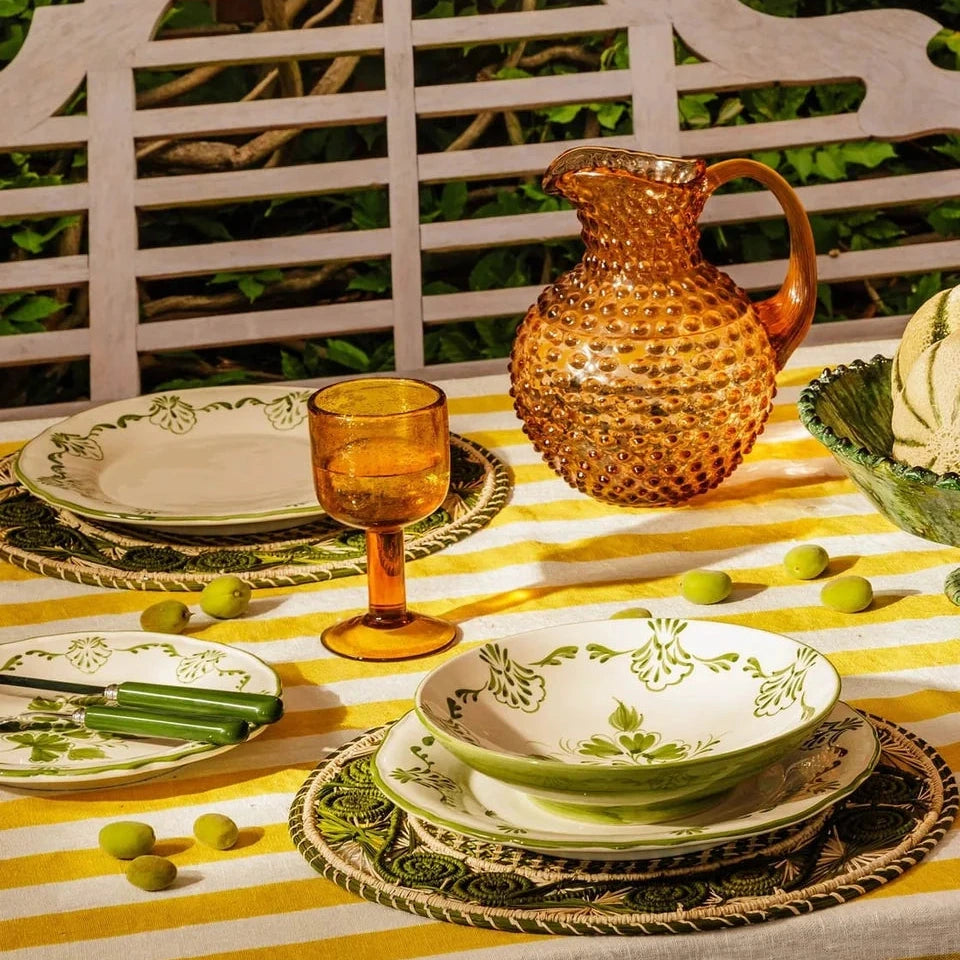 Set of 4 Hand-painted Green Shell Pasta Bowls | Casa by JJ