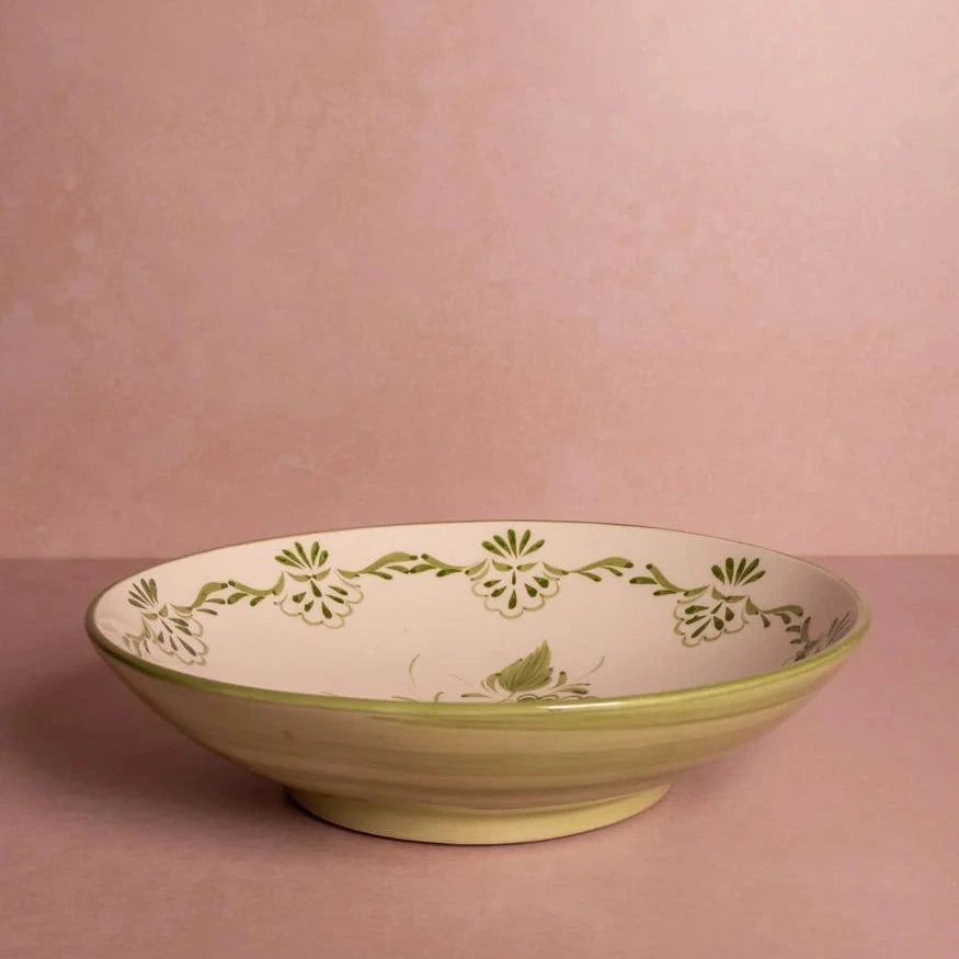 Set of 4 Hand-painted Green Shell Pasta Bowls | Casa by JJ