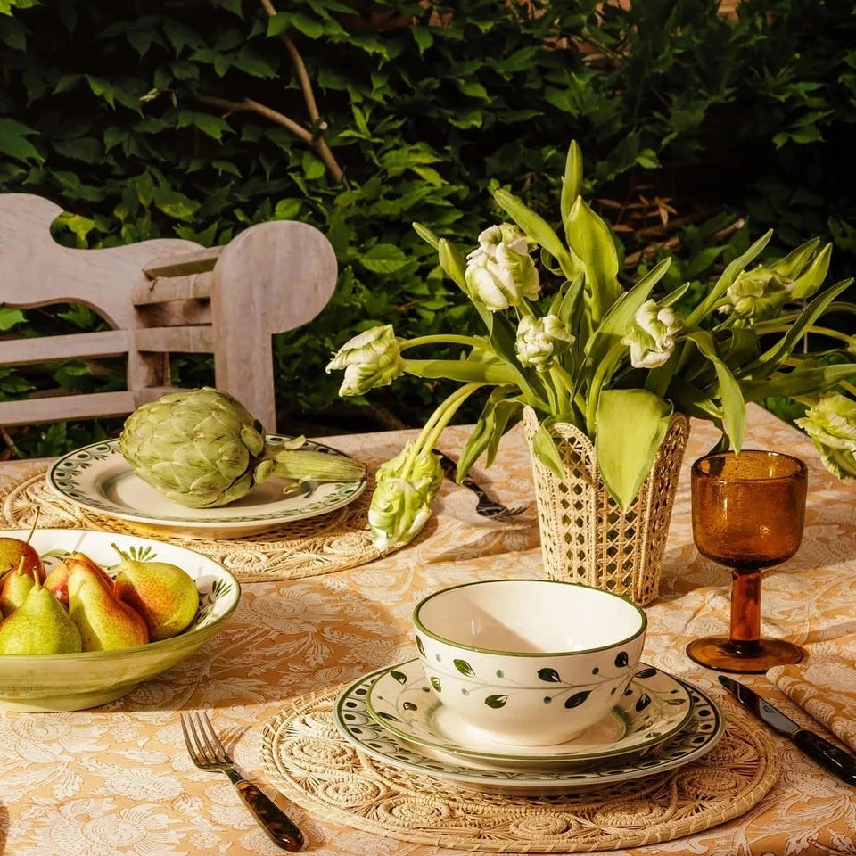 Set of 4 Hand-painted Green Motif Bowls | Casa by JJ