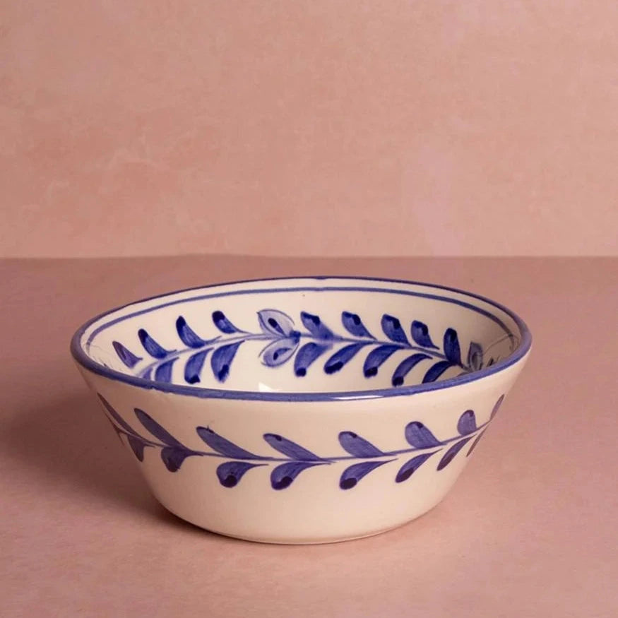 Set of 4 Blue & White Fern Hand-Painted Bowls | Casa by JJ