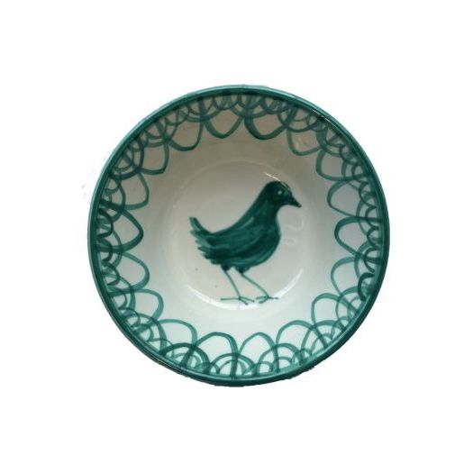Spanish Lebrillo Small Bowl with Green 'Bird' Design