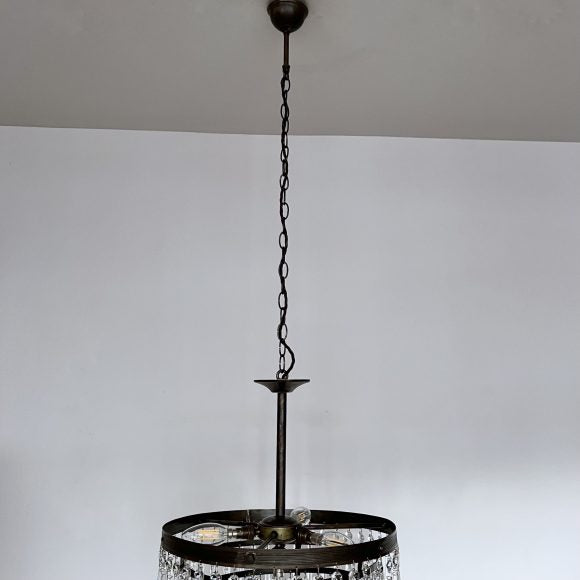 Antique Brass Waterfall Chandelier with Newly Made Icicle Drops