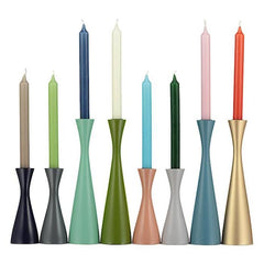 Hand-Crafted Wooden Candleholder In Opaline Green