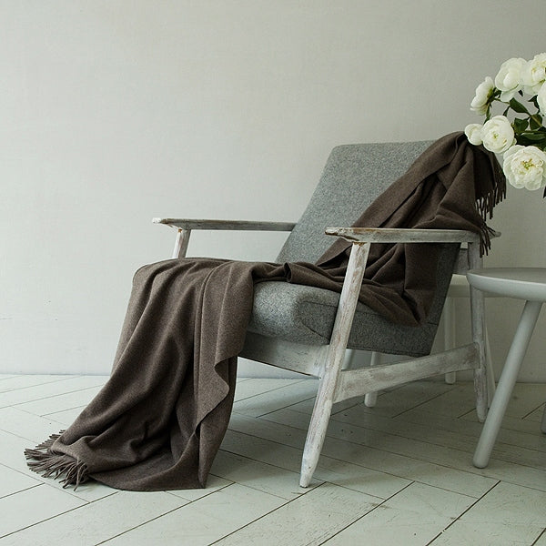 100% Cashmere Throw Natural Brown