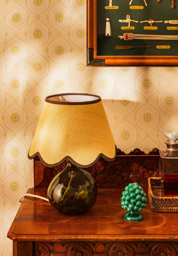 Jute Scallop Lampshade with Chocolate Brown Trim | Casa byJJ