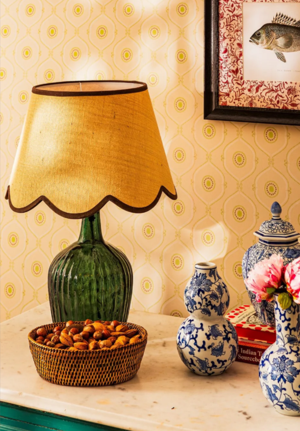 Jute Scallop Lampshade with Chocolate Brown Trim | Casa byJJ