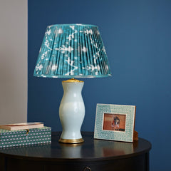 Silk Verdigiris and Jade Green Ikat Gathered Empire Lampshade