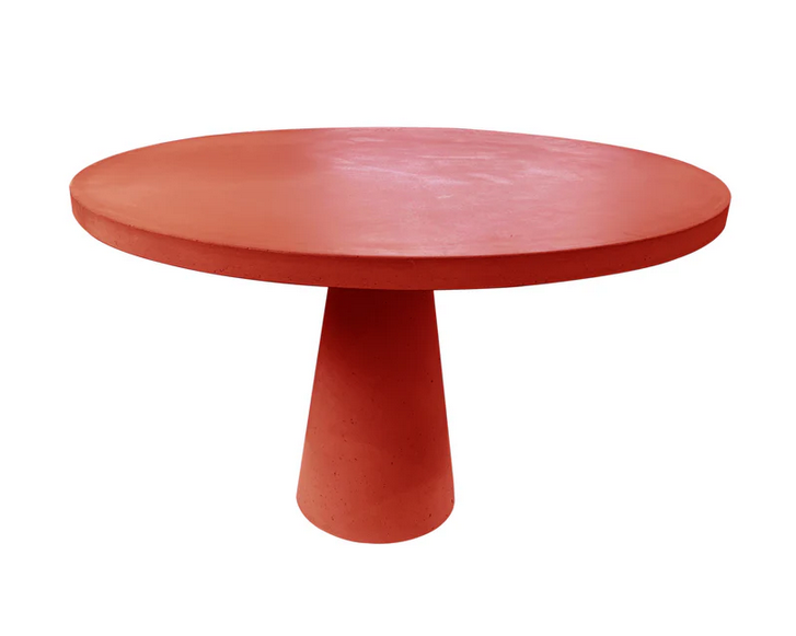 Solid Concrete Round Garden Table- Ruby Red
