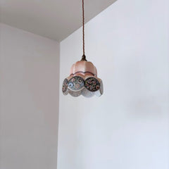 Czech 1930s Supastone Floral Pink Glass Shade