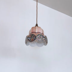 Czech 1930s Supastone Floral Pink Glass Shade