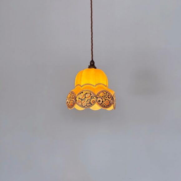 Czech 1930s Supastone Floral Pink Glass Shade