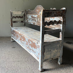 Decorative Antique Folk Bench in Original Paint | John Cornall