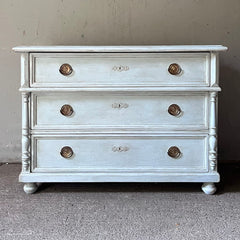 Decorative Antique Pine Chest in Swedish Blue | John Cornall