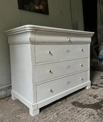 Decorative Antique Pine Chest of Drawers in Swedish White
