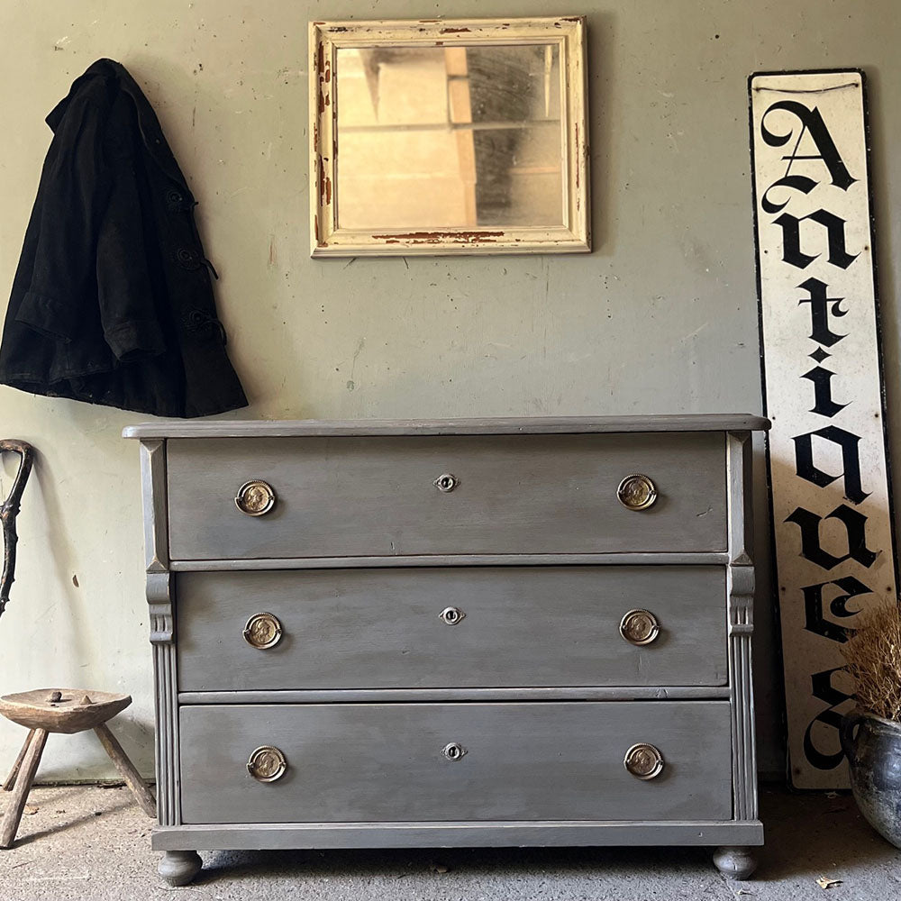 Decorative Grey Painted Antique Chest of Drawers | John Cornall
