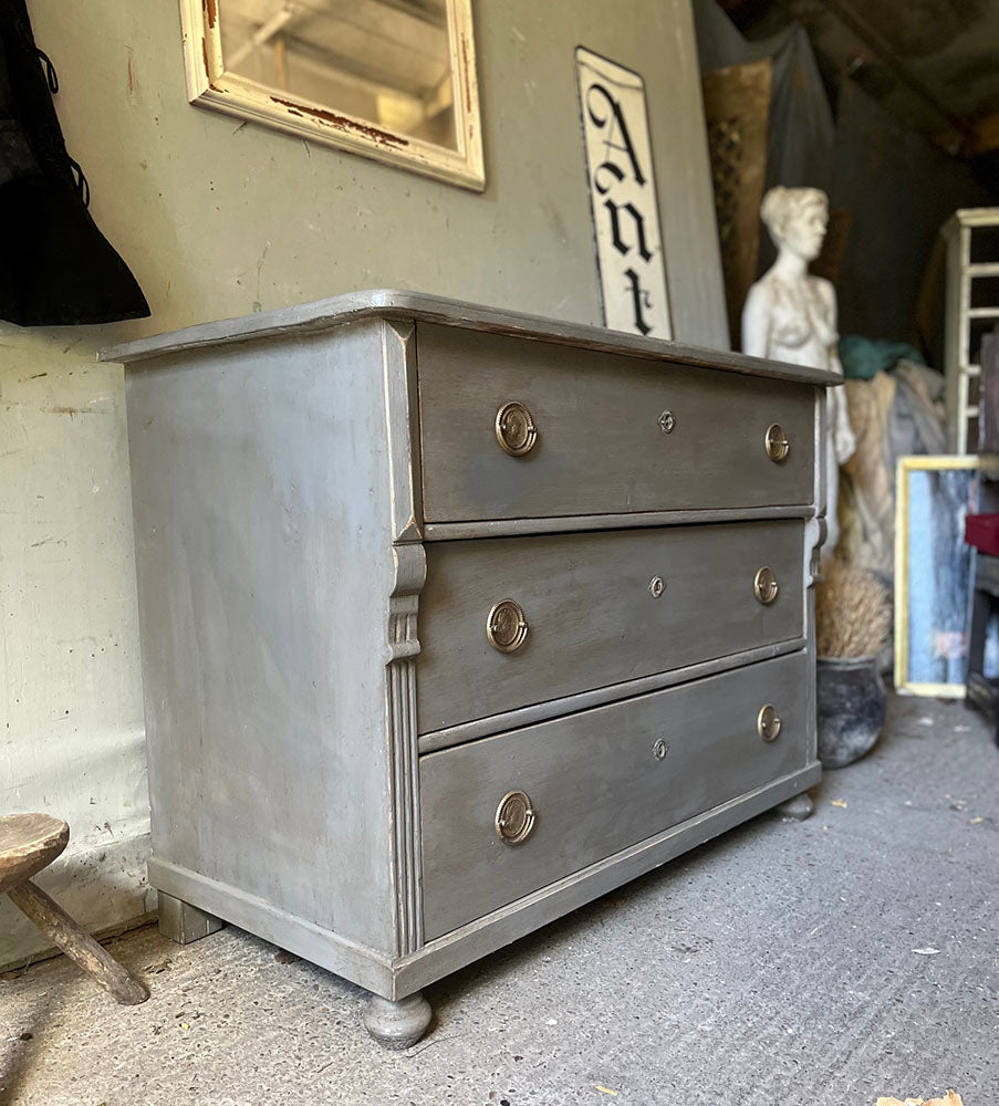Decorative Grey Painted Antique Chest of Drawers | John Cornall