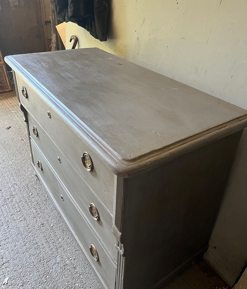 Decorative Grey Painted Antique Chest of Drawers | John Cornall