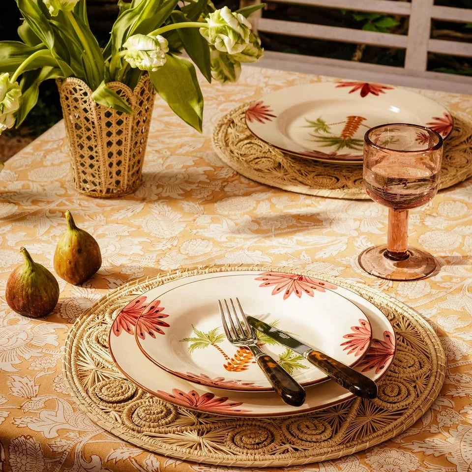 Set of 4 Hand-painted Palm Tree Motif Side Plates | Casa by JJ