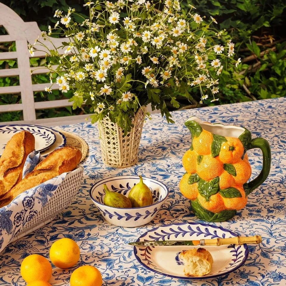 Set of 4 Blue & White Fern Hand-Painted Sides Plates | Casa by JJ