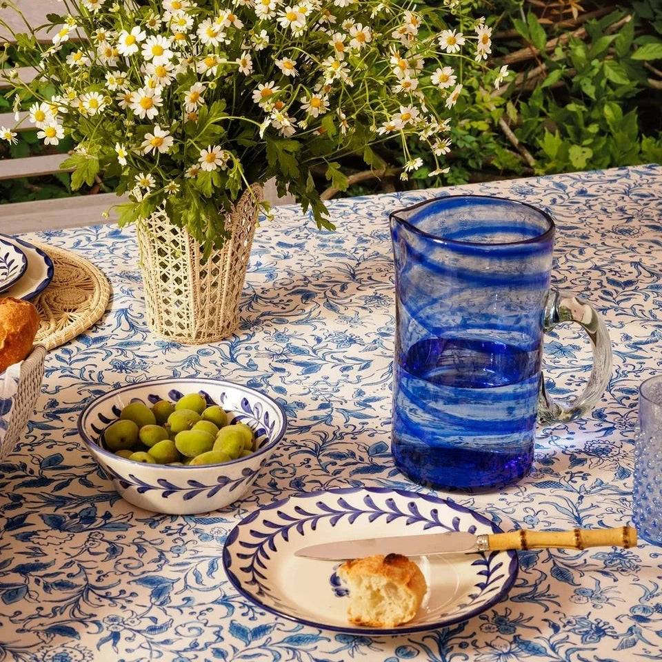 Set of 4 Blue & White Fern Hand-Painted Sides Plates | Casa by JJ