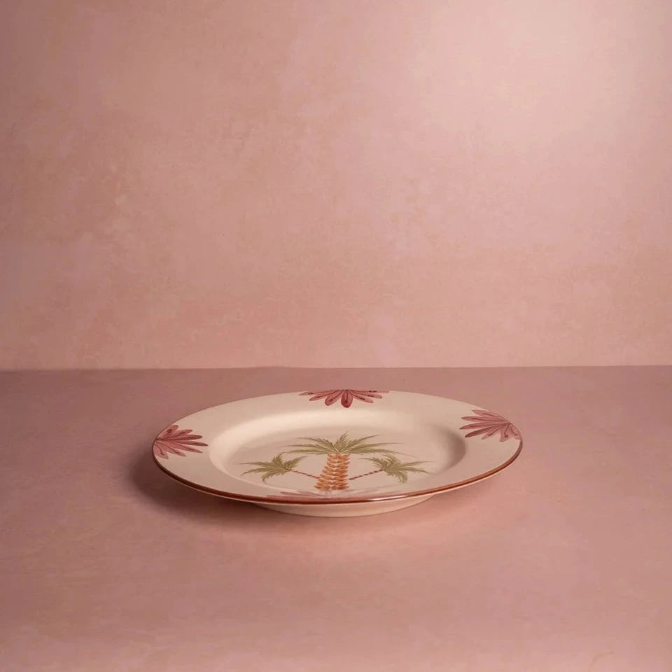 Set of 4 Hand-painted Palm Tree Motif Dinner Plates | Casa by JJ
