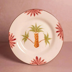 Set of 4 Hand-painted Palm Tree Motif Dinner Plates | Casa by JJ