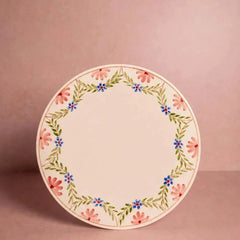 Set of 4 Hand-painted Pink & Blue Floral Dinner Plates | Casa by JJ