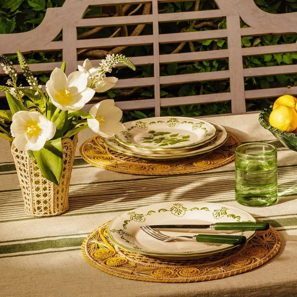 Set of 4 Hand-painted Green Shell Dinner Plates | Casa by JJ