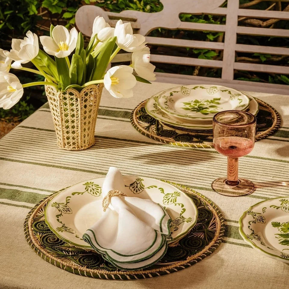 Set of 4 Hand-painted Green Shell Dinner Plates | Casa by JJ