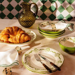 Set of 4 Hand-painted Green Shell Dinner Plates | Casa by JJ