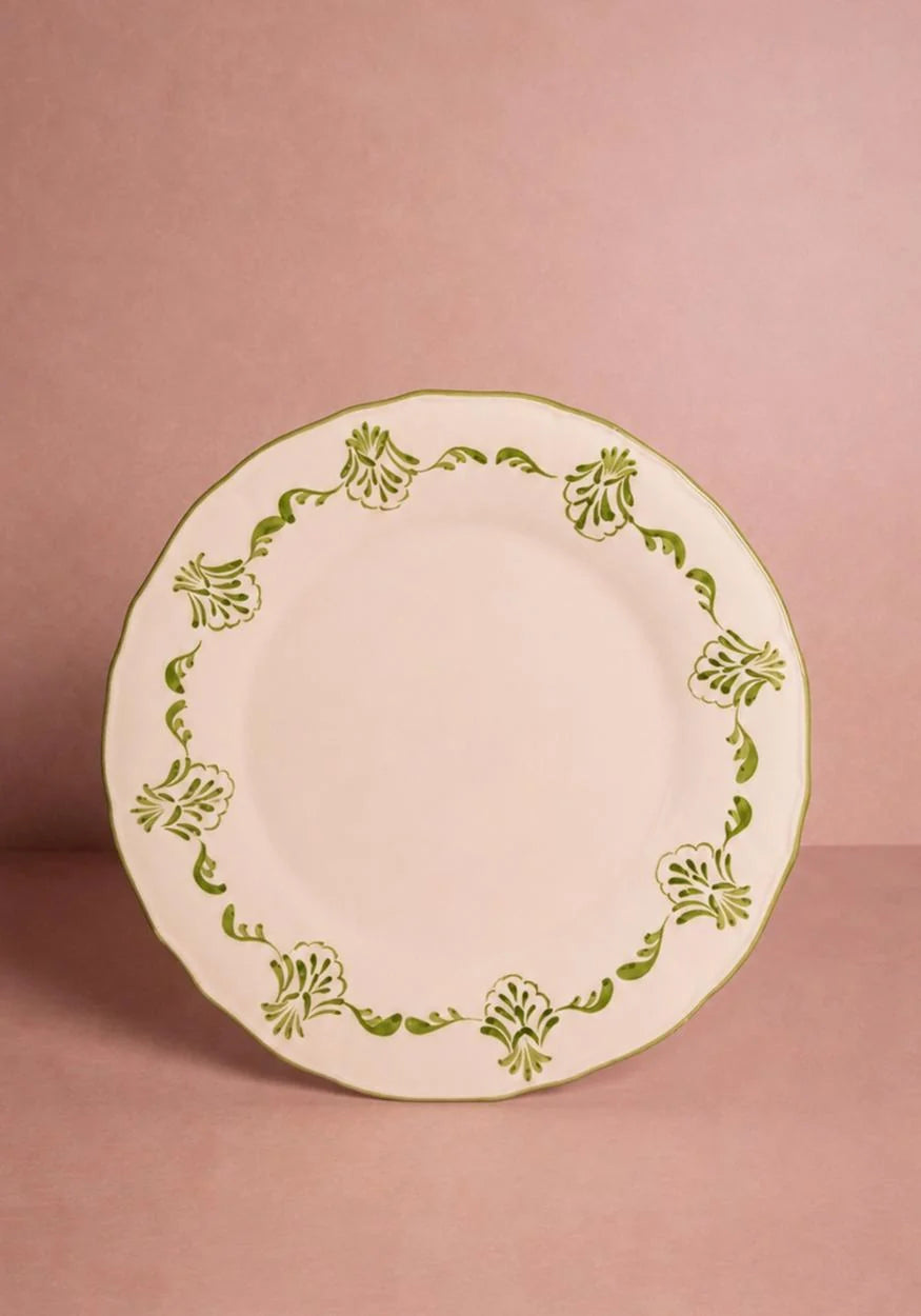 Set of 4 Hand-painted Green Shell Dinner Plates | Casa by JJ