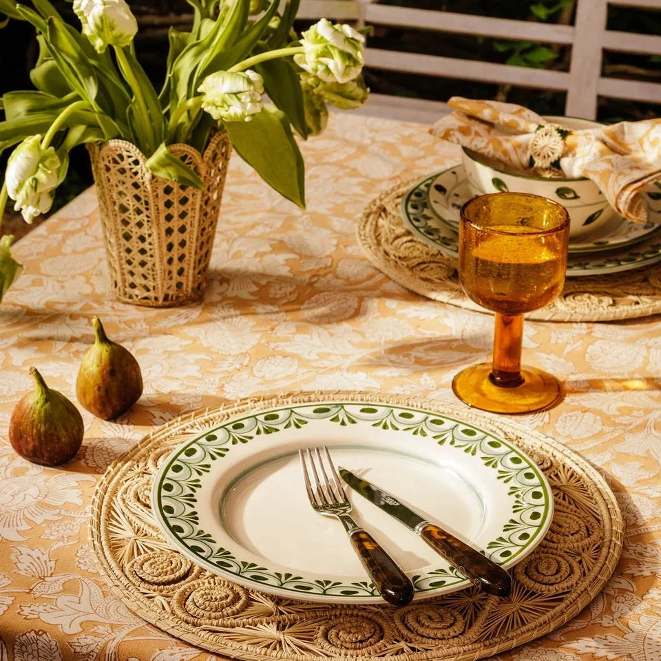 Set of 4 Hand-painted Green Motif Plates | Casa by JJ