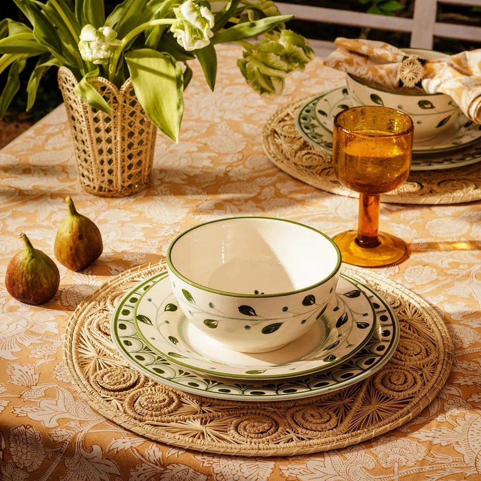 Set of 4 Hand-painted Green Motif Plates | Casa by JJ